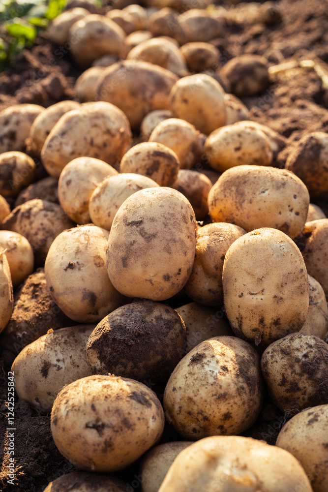 Fresh Potatoes on field.Harvesting organic potatoes. Fresh Potatoes on field.Harvesting organic potatoes.