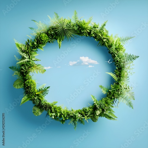 Green Plant Wreath Circle Nature Background