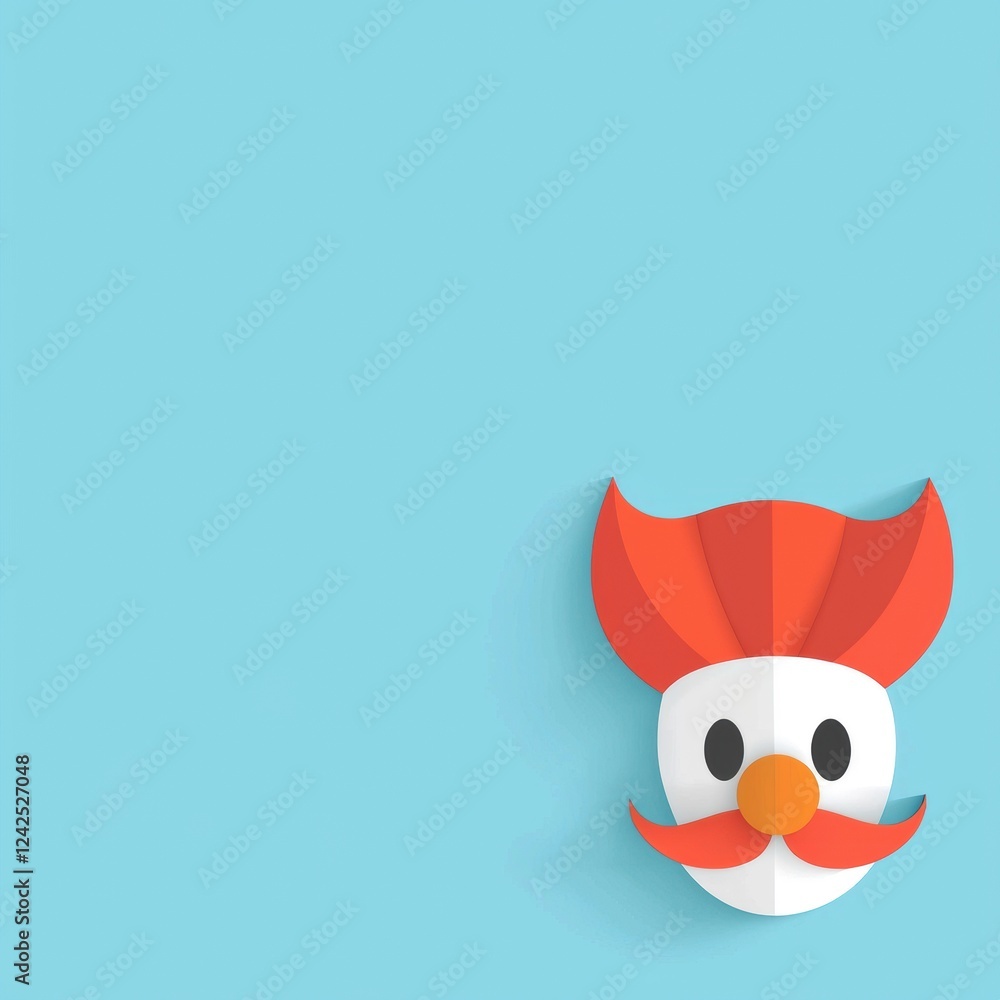 Fototapeta premium Playful Clown Face with Pop Out Eyes and Mustache for Fun Creative Projects