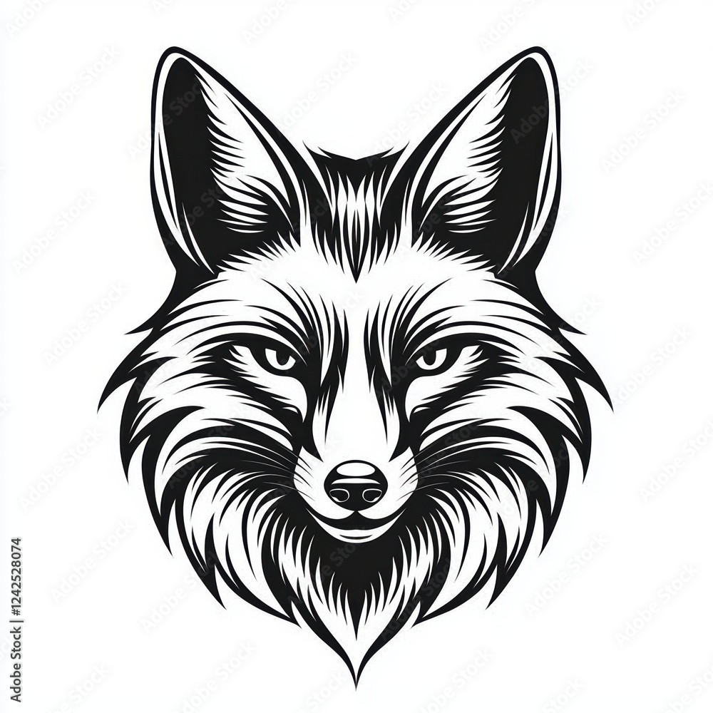 Obraz premium Creative vector graphic depicting a fox's head for hunting themes.