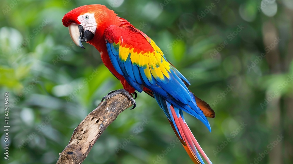 Obraz premium Brightly colored parrot perched on a branch