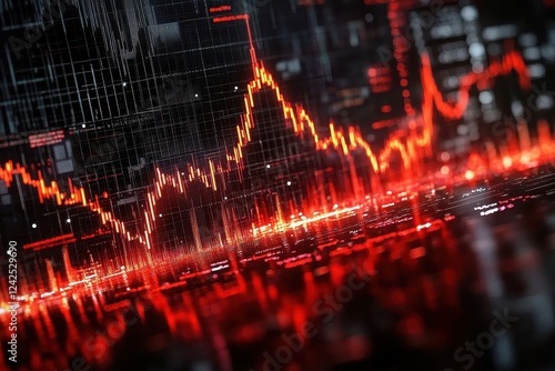 Wallpaper Mural Red glowing digital stock market graph. Illustrates financial market decline, risk, or loss. Torontodigital.ca
