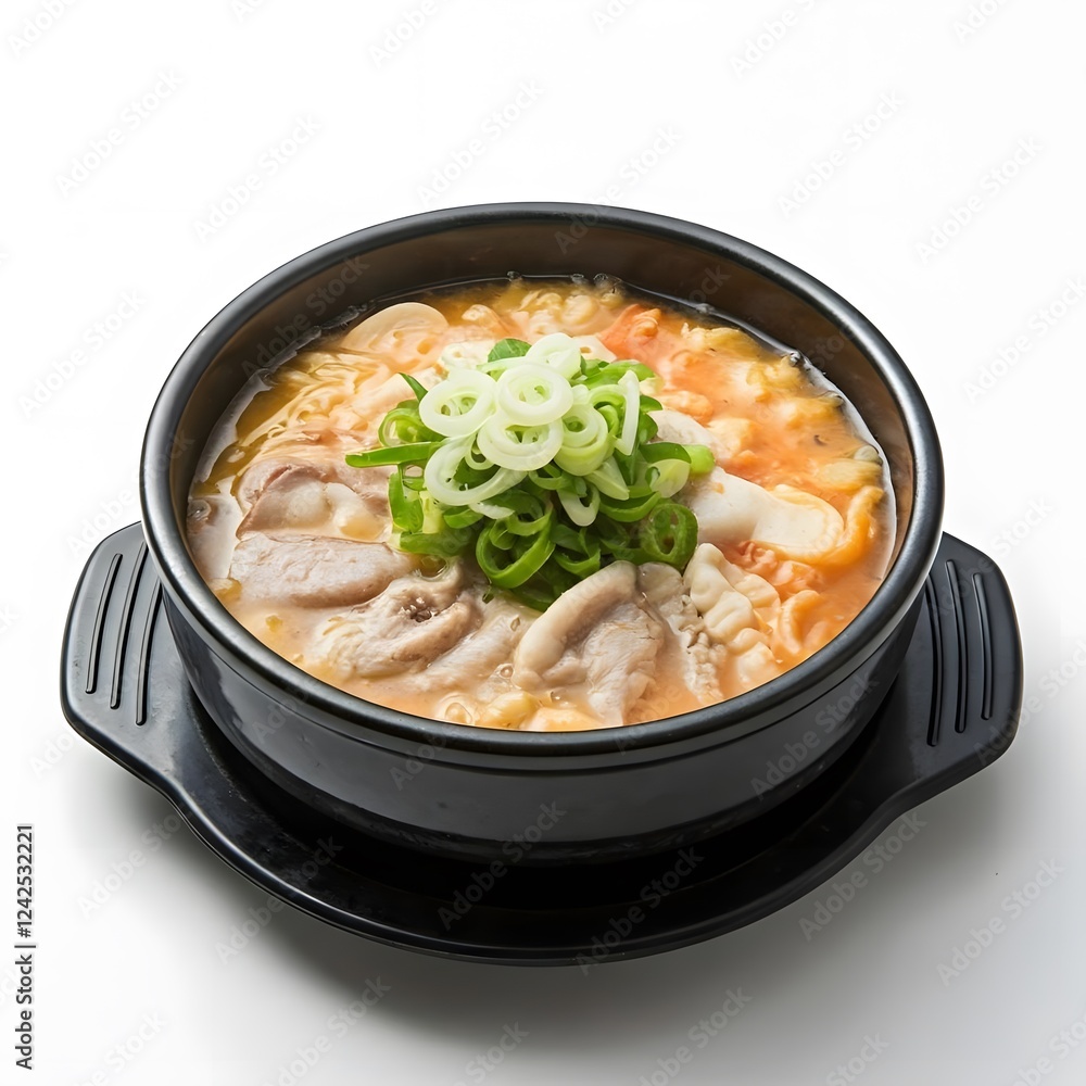 Sundubu jjigae korean food image on white background.Ai generated Sundubu jjigae korean food image on white background.Ai generated