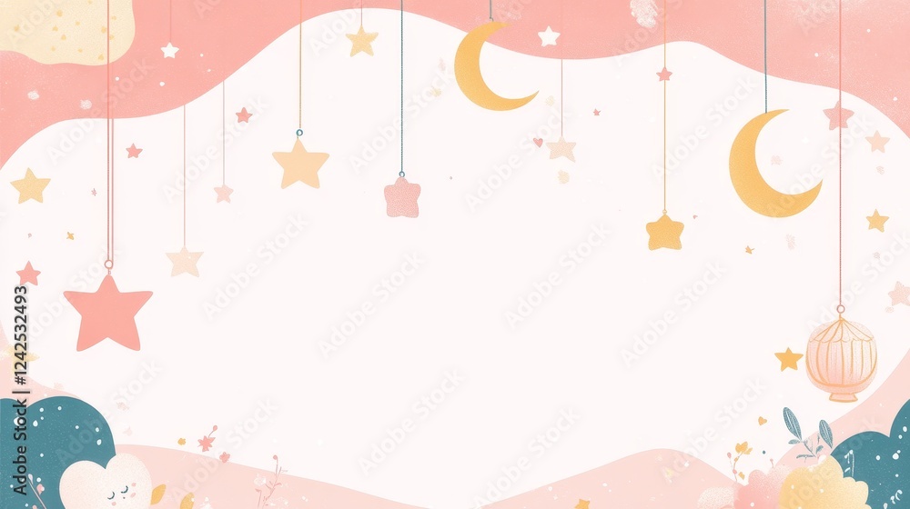 pink color. islamic background. flat art illustration pink color. islamic background. flat art illustration