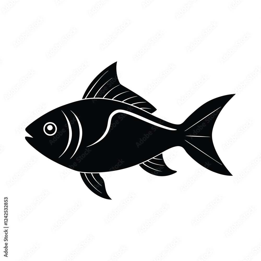 Fototapeta premium Electric Blue Ram Silhouette Vector Art Illustration and Electric Blue Ram Fish Black Color Design