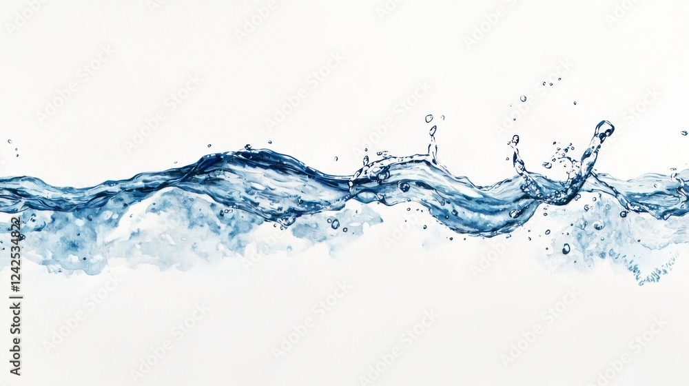 Elegant Water Splash in Blue Tones with Artistic Watercolor Effect Elegant Water Splash in Blue Tones with Artistic Watercolor Effect