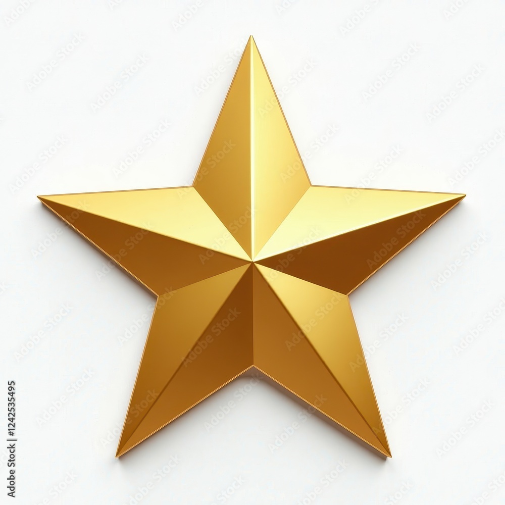Fototapeta premium Luxurious Gold Star on Pure White Background