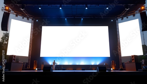 Blank Stage with Large Screens for Event or Concert