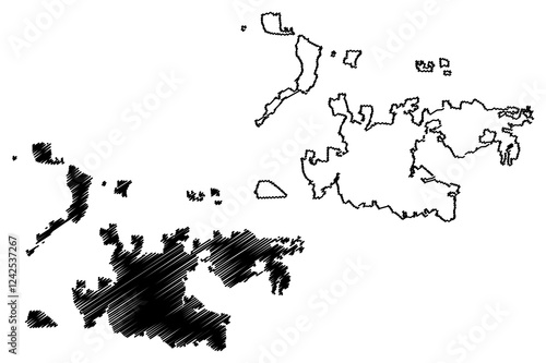 Shakhty City (Russian Federation, Russia, Rostov Oblast) map vector illustration, scribble sketch City of Shakhty map