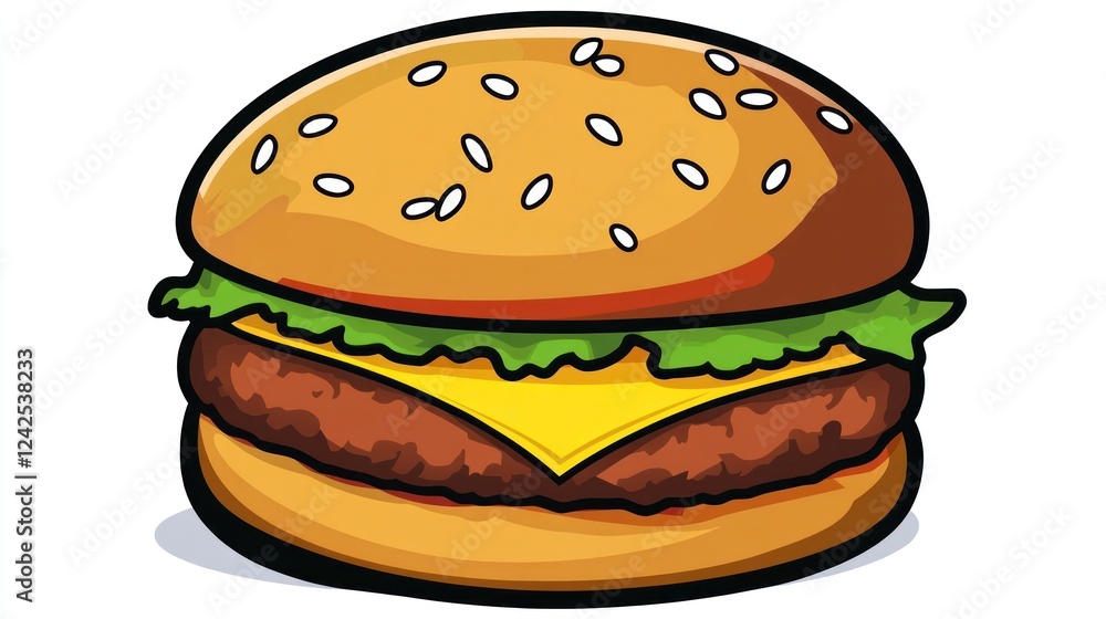 Cheeseburger, isolated, white background, lunch menu Cheeseburger, isolated, white background, lunch menu