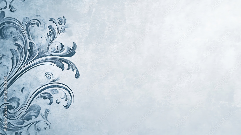 Blue ornate floral design, textured background, invitation Blue ornate floral design, textured background, invitation