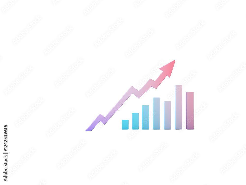 A dynamic upward trend represented by a stylized graph with ascending bars and an arrow. A dynamic upward trend represented by a stylized graph with ascending bars and an arrow.
