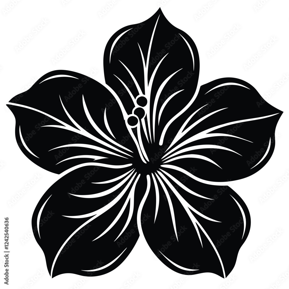 Elegant Black and White Silhouette of a Decorative Flower