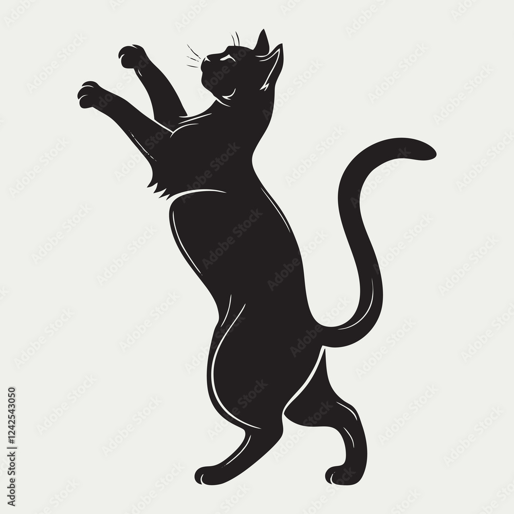 Fototapeta premium Dynamic Running Cat Silhouette Vector Illustration