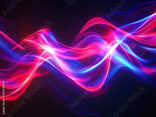 Abstract Glowing Light Trails with Vibrant Colors Creating a Futuristic Energy Wave Effect in a Dynamic Digital Motion Background for Modern and Tech Themes
