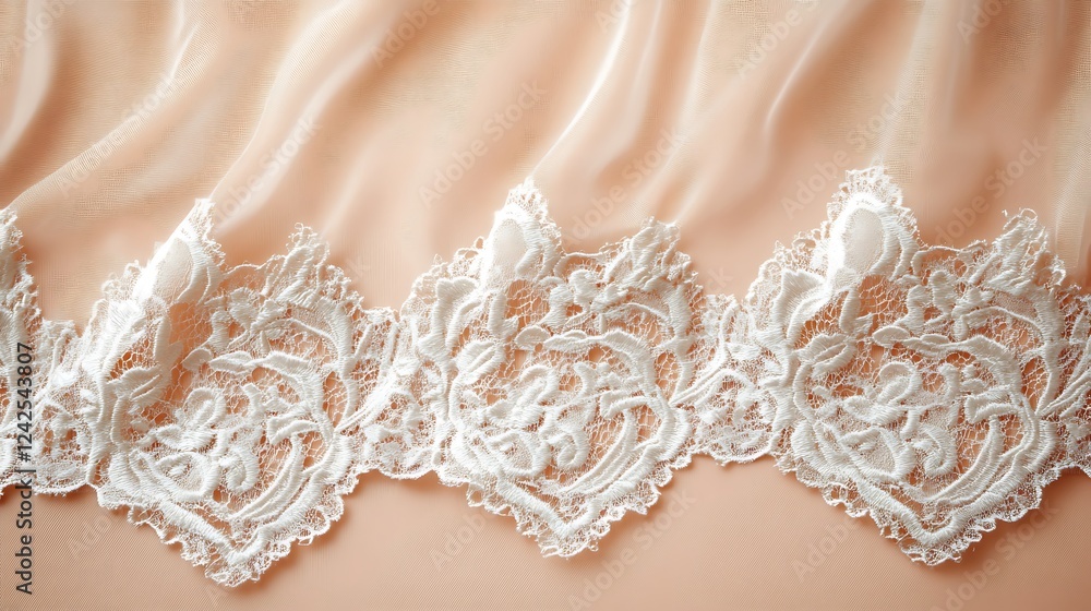 Obraz premium Peach fabric with lace trim