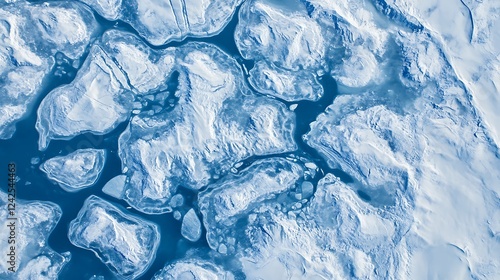 Top-Down View of an Ice Surface with Intricate Patterns for a Frosty and Detailed Visual photo