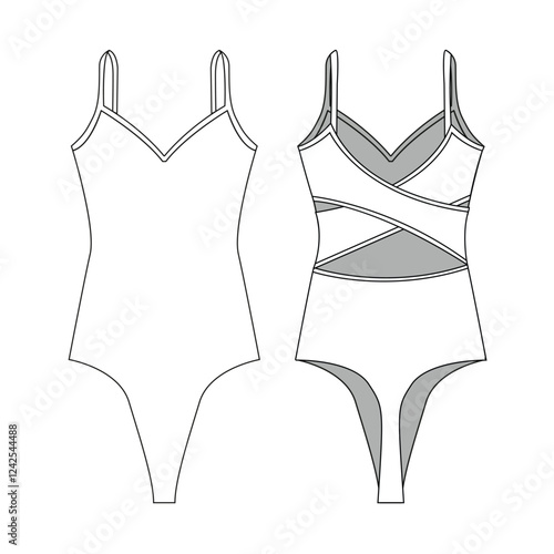 woman swim suits body suits mockup template clothing vector design