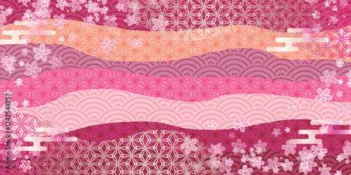 桜　春　和紙　背景　