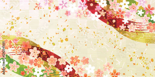 桜　春　和紙　背景　
