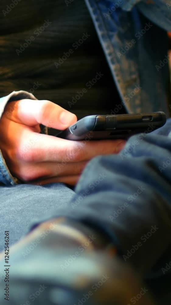 Mid section of man using mobile phone Mid section of man using mobile phone