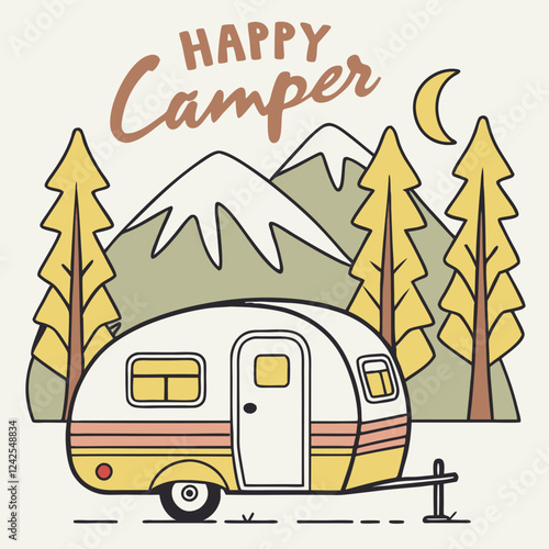 Camper Van Adventure Vector Art