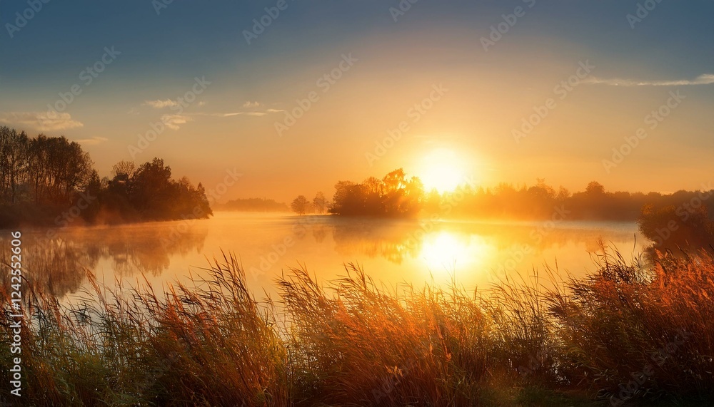 Obraz premium Peaceful Waterside Sunrise