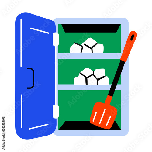 Cleaning refrigeration icon in flat style 
