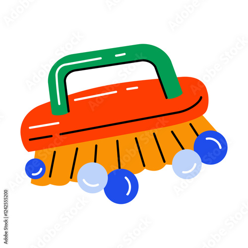 Cleaning brush icon in flat style 
