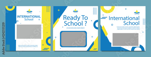 School admission social media post banner design. back to school social media post banner design set. Back to school admission promotion banner. school admission template for social media ad.