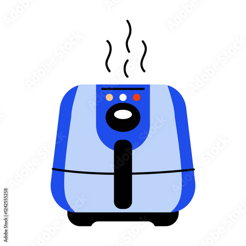 Electric air fryer icon in flat style 
