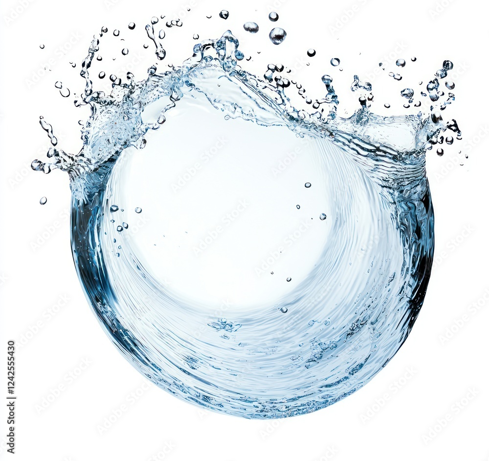 Fototapeta premium Elegant Water Splash Creating Circular Shape on White Background