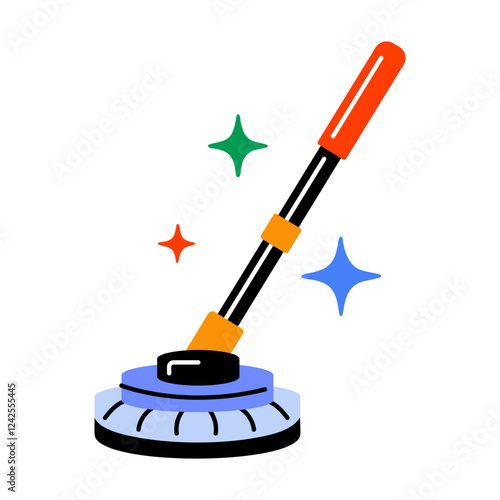 A flat style icon of an electric mop 
