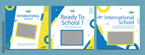 School admission open social media post design, back-to-school promotion square banner layout template, educational Instagram and Facebook post kit, high-quality web banner for enrollment ads bundle