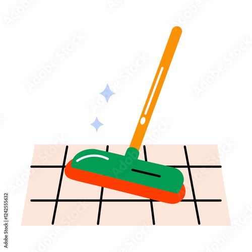 Floor cleaning with mop, flat style icon 

