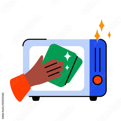 Cleaning microwave icon in flat style 
