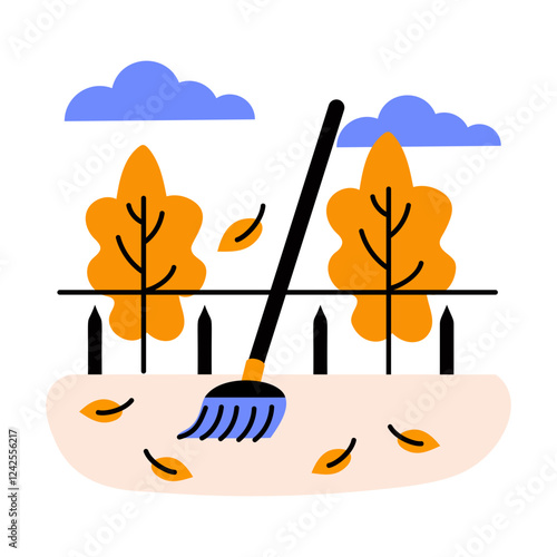 Garden cleaning icon in flat style 

