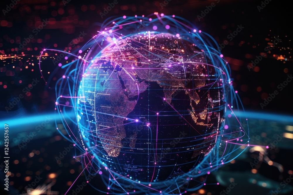 Global Network Visualization - Interconnected World Global Network Visualization - Interconnected World