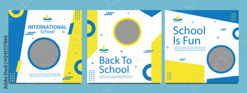 School admission social media post banner design. back to school social media post banner design set. Back to school admission promotion banner. school admission template for social media ad.
