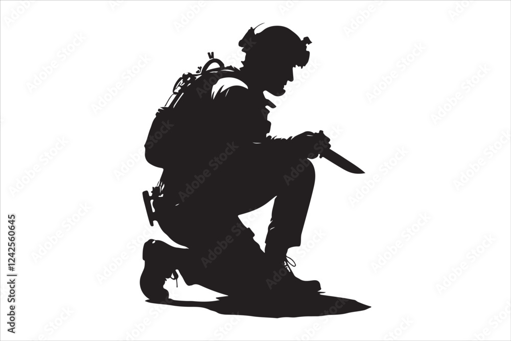Fototapeta premium Tactical Soldier Silhouettes in Action