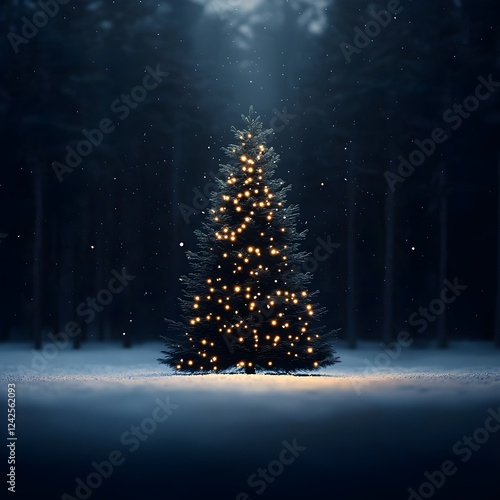 Wallpaper Mural Illuminated Christmas Tree in Snowy Forest Torontodigital.ca