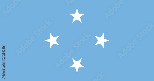 Flag of Federated States of Micronesia. The official ratio. Flag icon. Standard color. Standard size. A rectangular flag. Computer illustration. Digital illustration. Vector illustration.