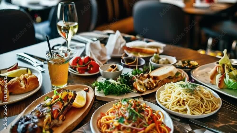 A Delicious Gourmet Meal on a Rustic Table A Delicious Gourmet Meal on a Rustic Table