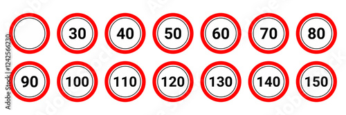  Speed limit icon set. Traffic sign