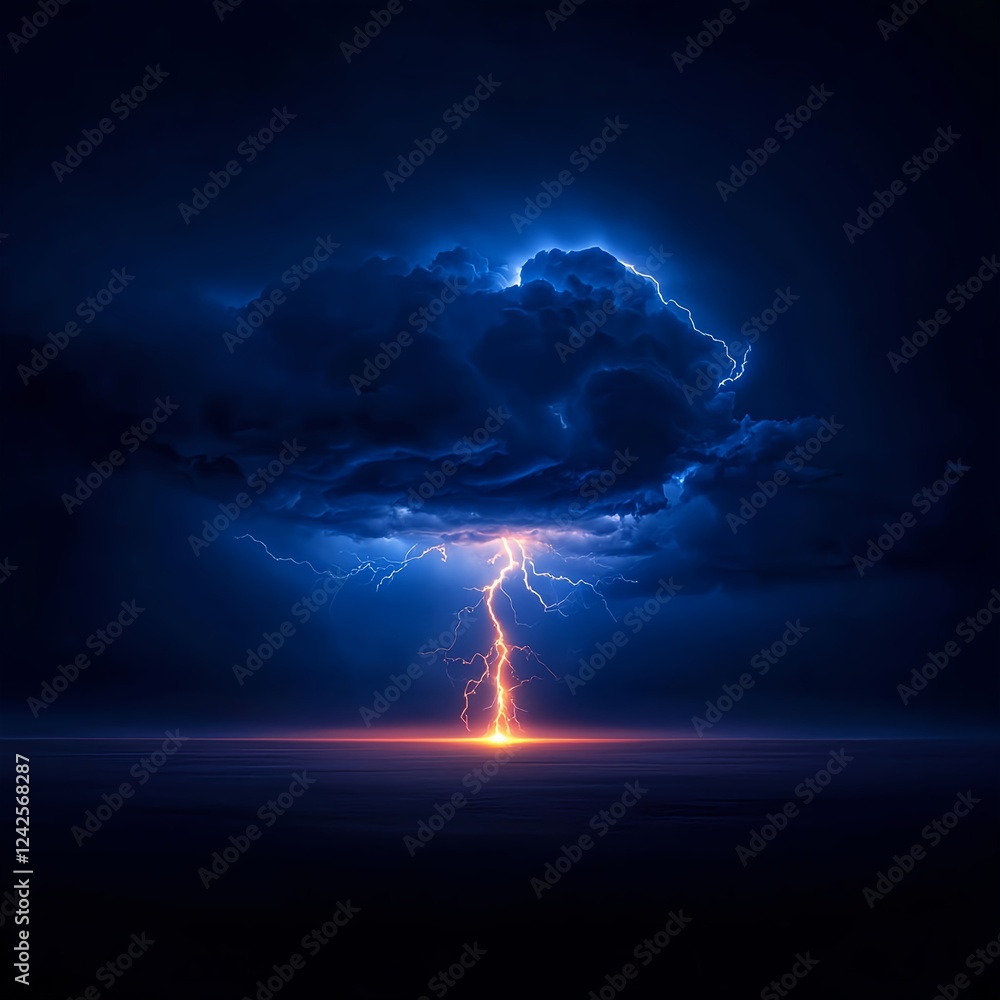 Fototapeta premium Intense Lightning Strike Over Dark