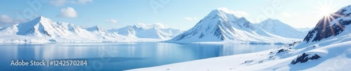 Wallpaper Mural Snow-covered mountain peaks in the distance with a frozen lake, snow, peak, mountain Torontodigital.ca