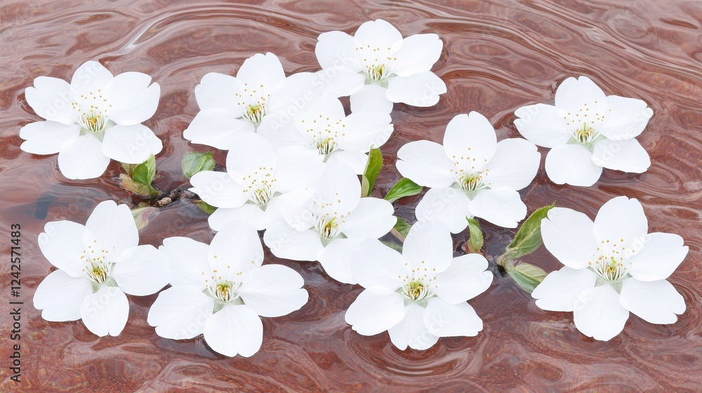 Serene Floating Blossoms in Tranquil Water Serene Floating Blossoms in Tranquil Water
