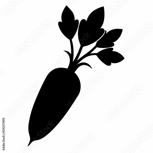 Daikon Sprouts Vector Silhouette - Simple Art Design