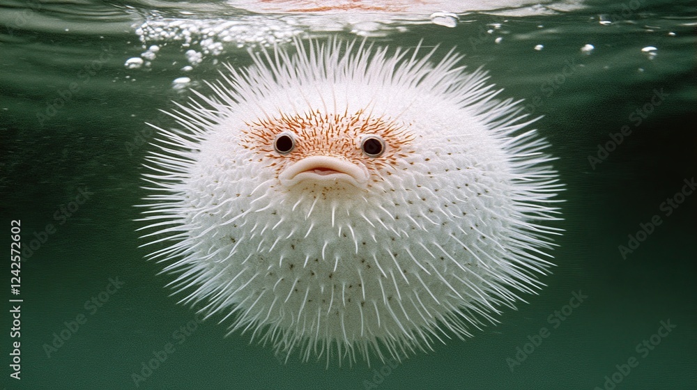 Fototapeta premium Spiny Pufferfish Underwater Ocean Portrait, Close-up