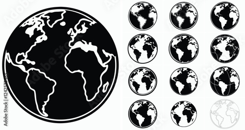Black and White Globe Silhouette Set